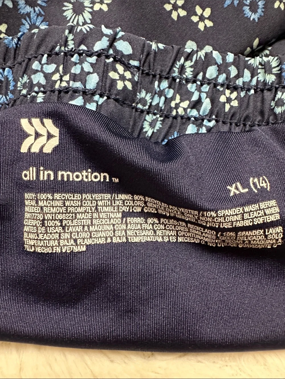 all in motion Girls Athletic Shorts Lined Lightweight Sporty flowers XL 14
